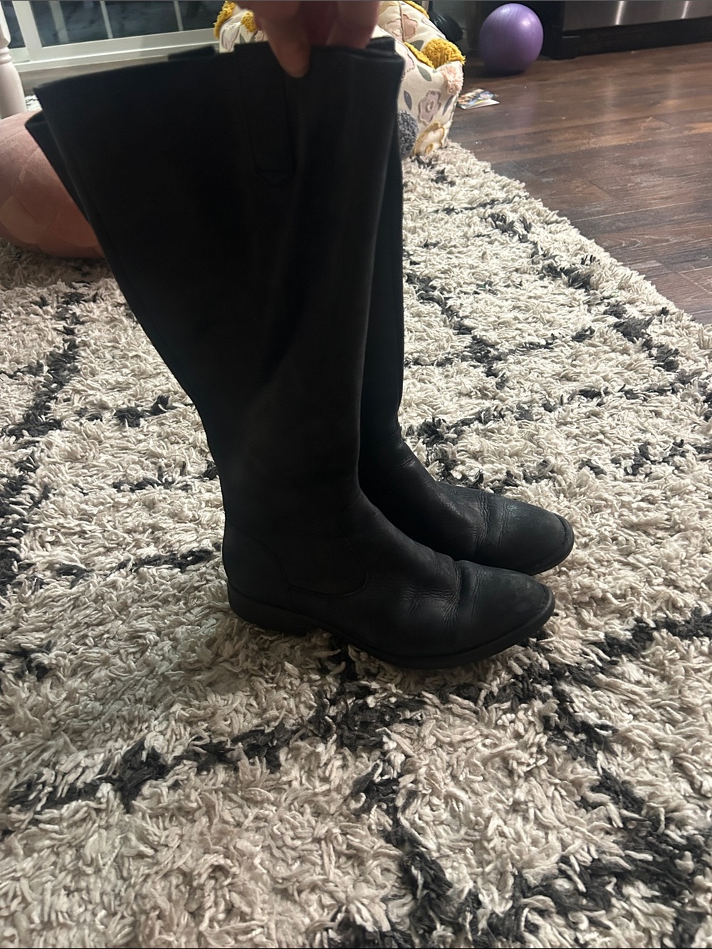 Born Black Leather Knee-High Riding Boots